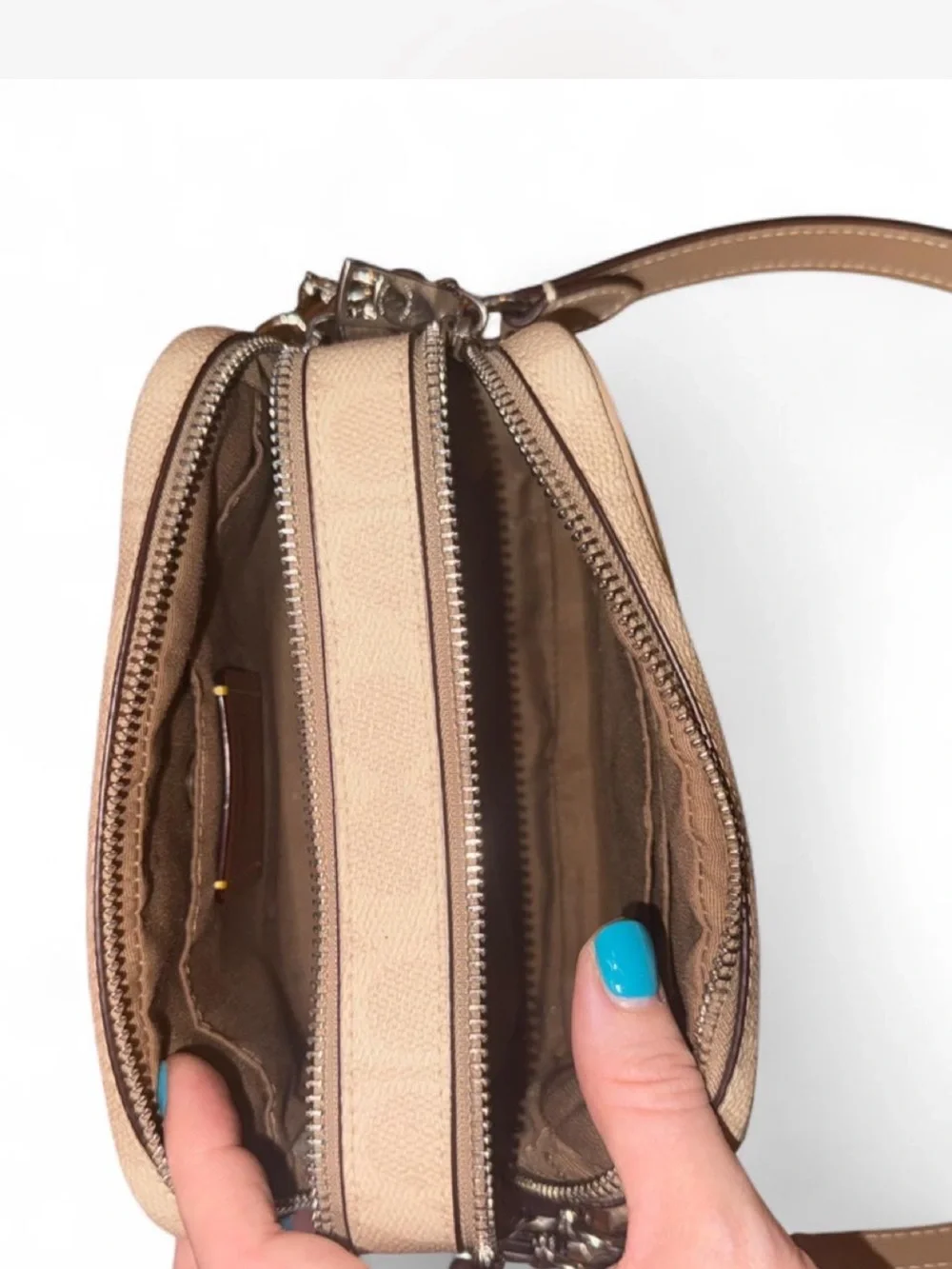 Coach Mini Carey Crossbody Bag in Light Taupe